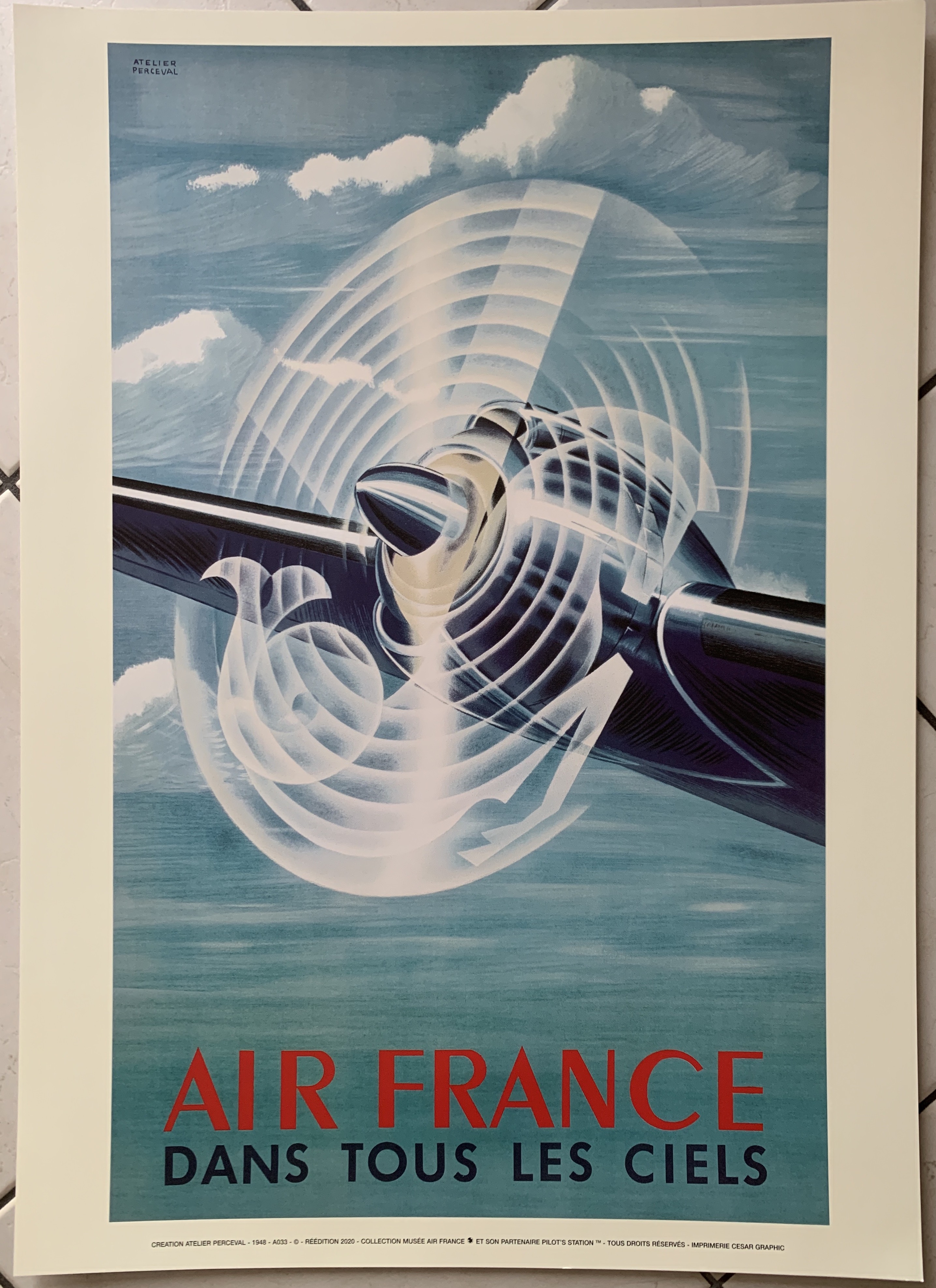 Air France Dans tous les Ciel - 1948 50x70cm PLAKAT - Zdjęcie 1 z 1