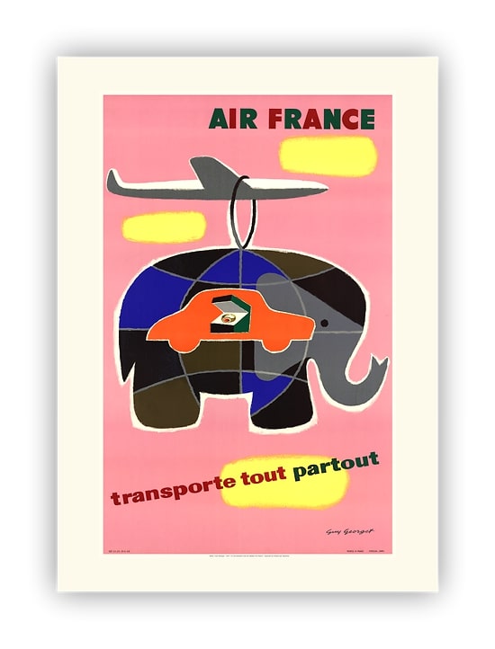 Air France Transporte Tout Partout GEORGET 1958 50x70cm POSTER - Afbeelding 1 van 1